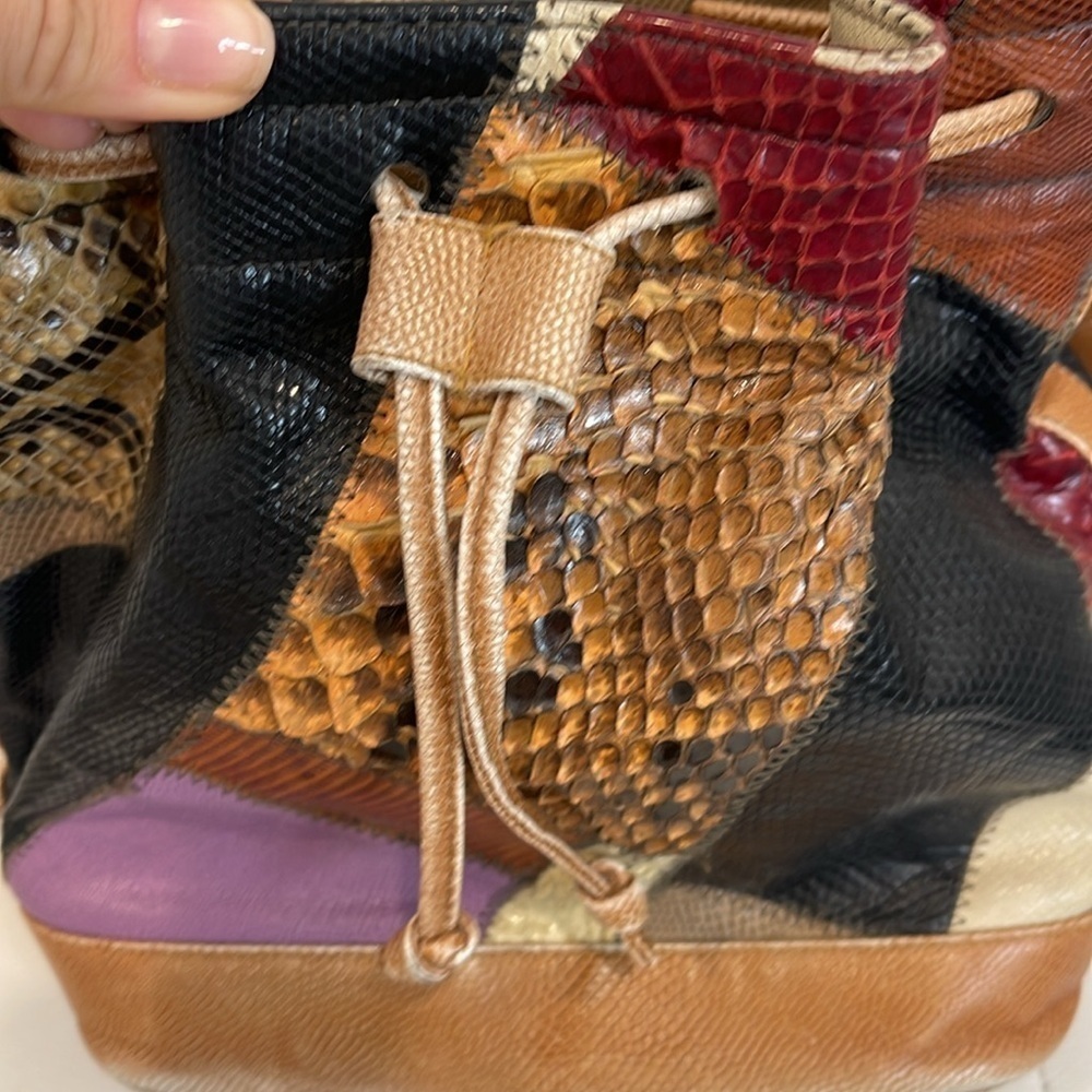 Vintage Caprice Patchwork Snakeskin Bucket Bag Satchel Handbag/Purse - Picture 6 of 12